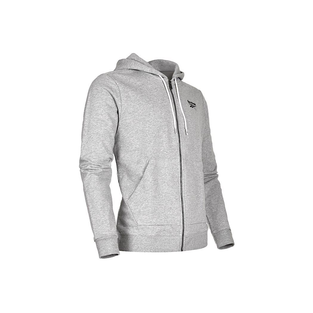 SUDADERA CABALLERO REEBOK FT FZ HOODIE GJ0643 TEXTIL GRIS