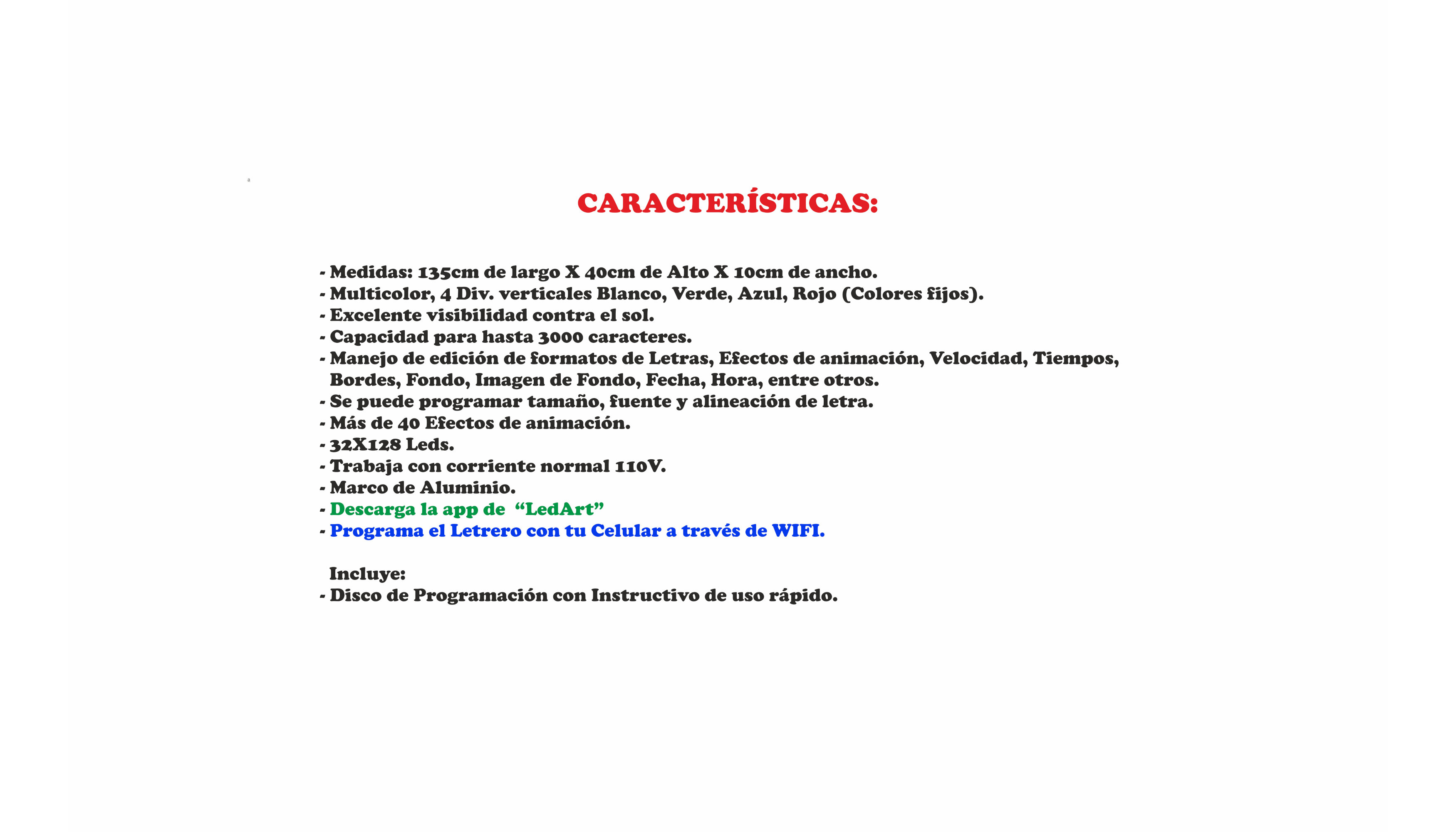 Letrero Led Programable Multicolor Por Wifi 135x40cm Para Publicidad, Facil de usar.