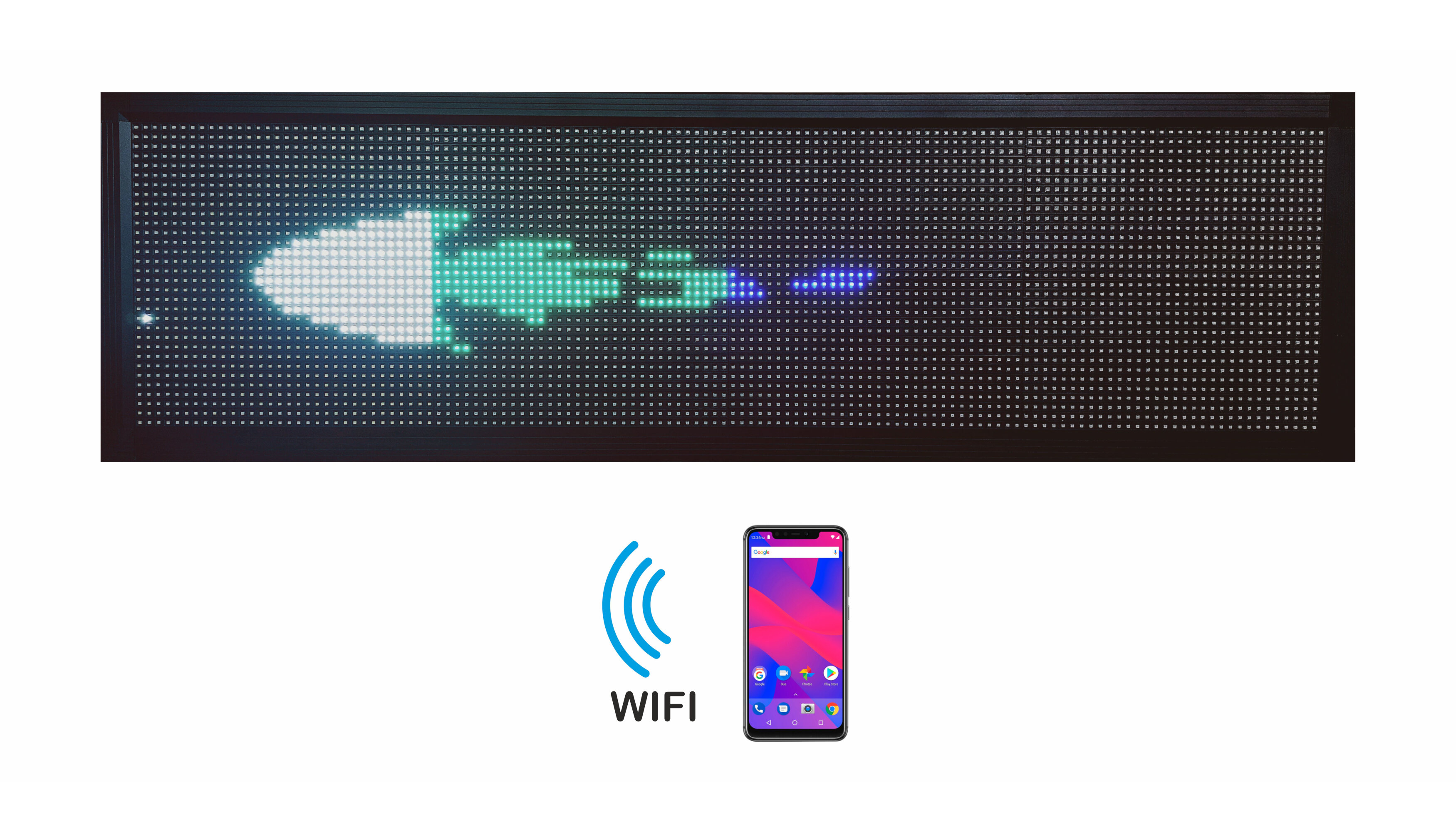 Letrero Led Programable Multicolor Por Wifi 135x40cm Para Publicidad, Facil de usar.