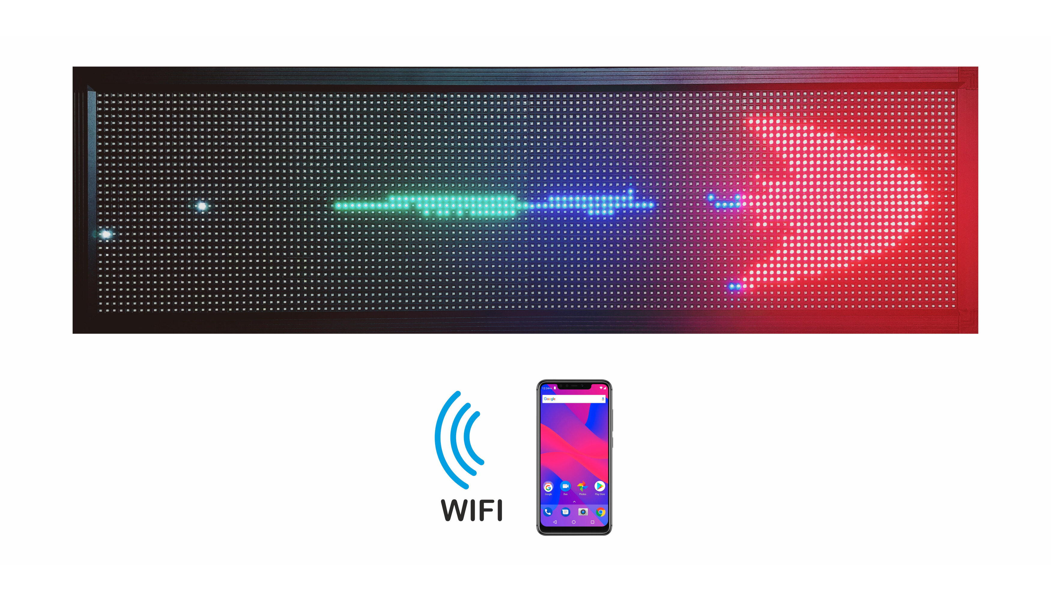 Letrero Led Programable Multicolor Por Wifi 135x40cm Para Publicidad, Facil de usar.