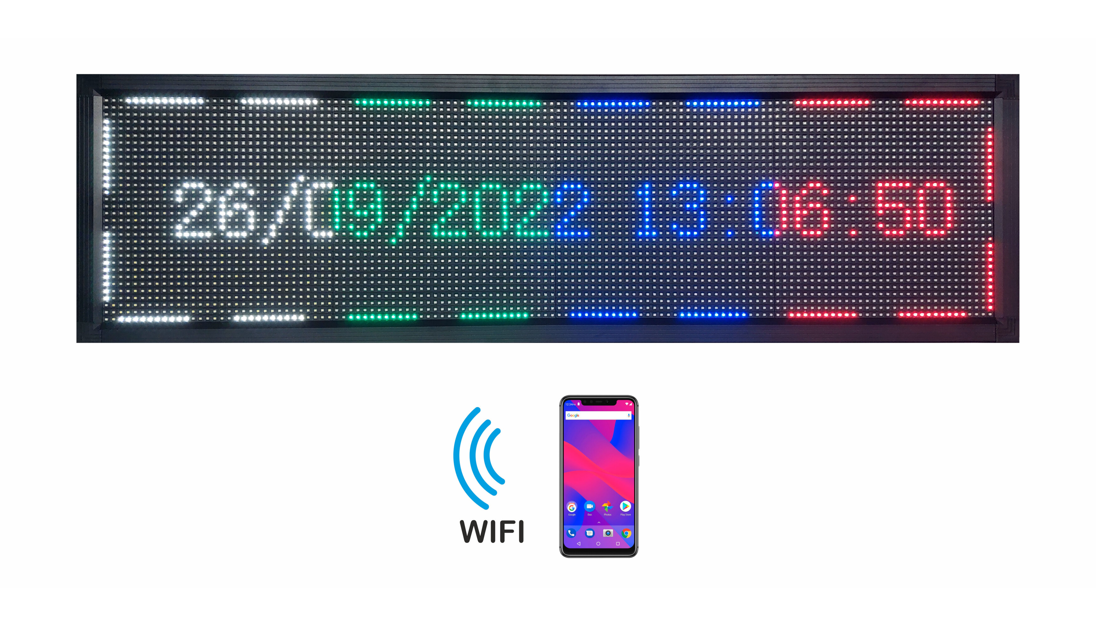 Letrero Led Programable Multicolor Por Wifi 135x40cm Para Publicidad, Facil de usar.