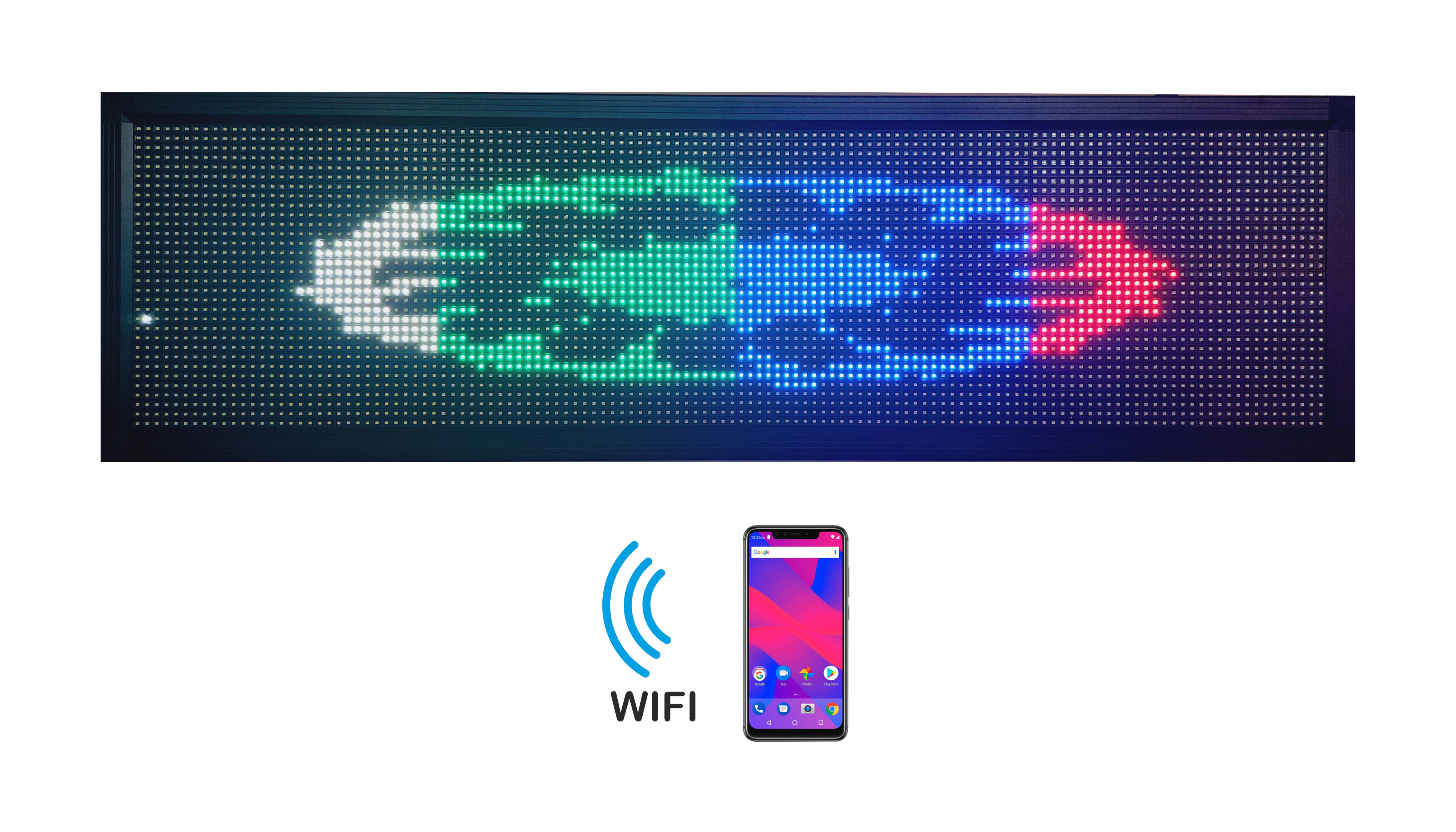Letrero Led Programable Multicolor Por Wifi 135x40cm Para Publicidad, Facil de usar.
