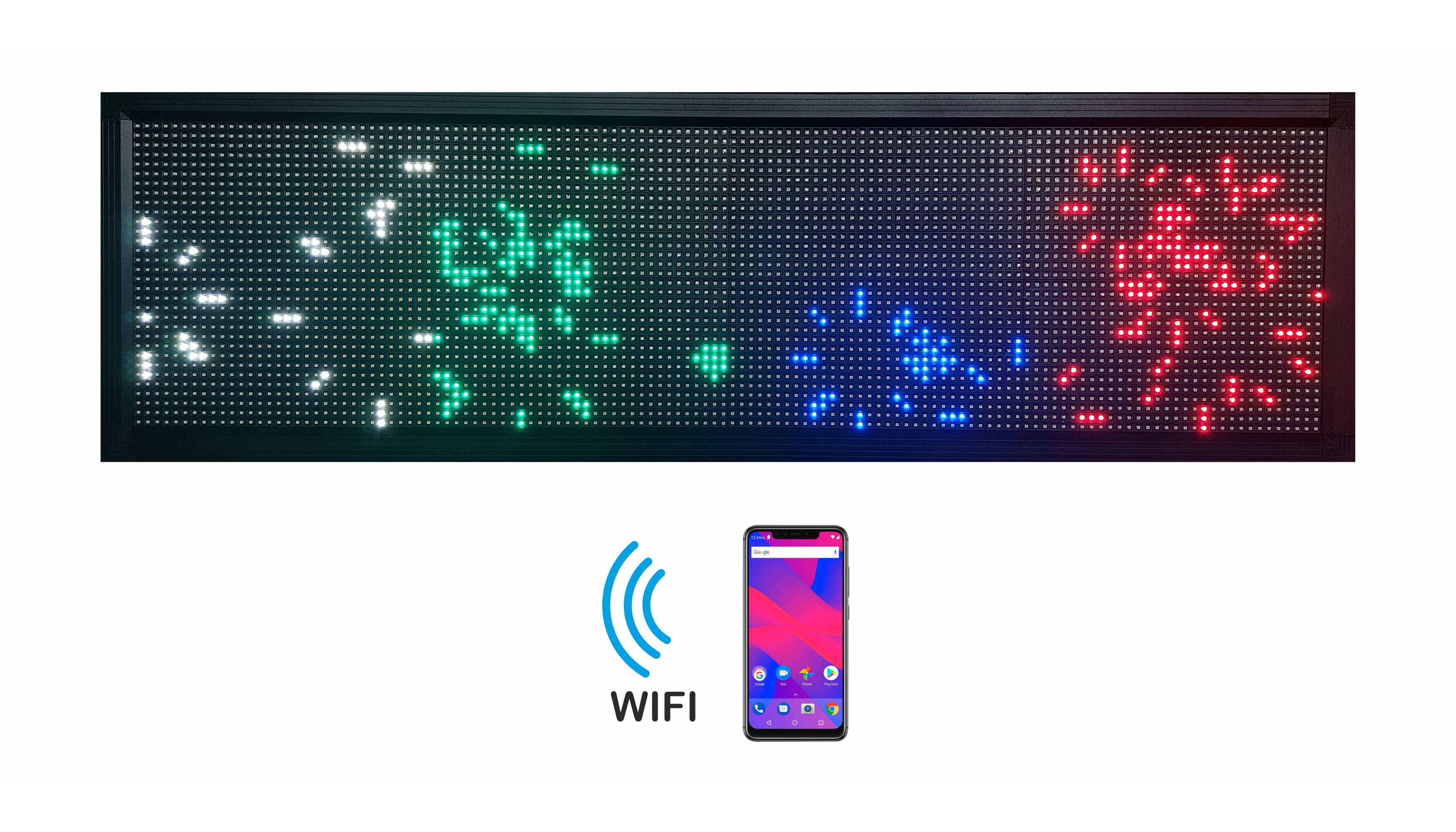 Letrero Led Programable Multicolor Por Wifi 135x40cm Para Publicidad, Facil de usar.