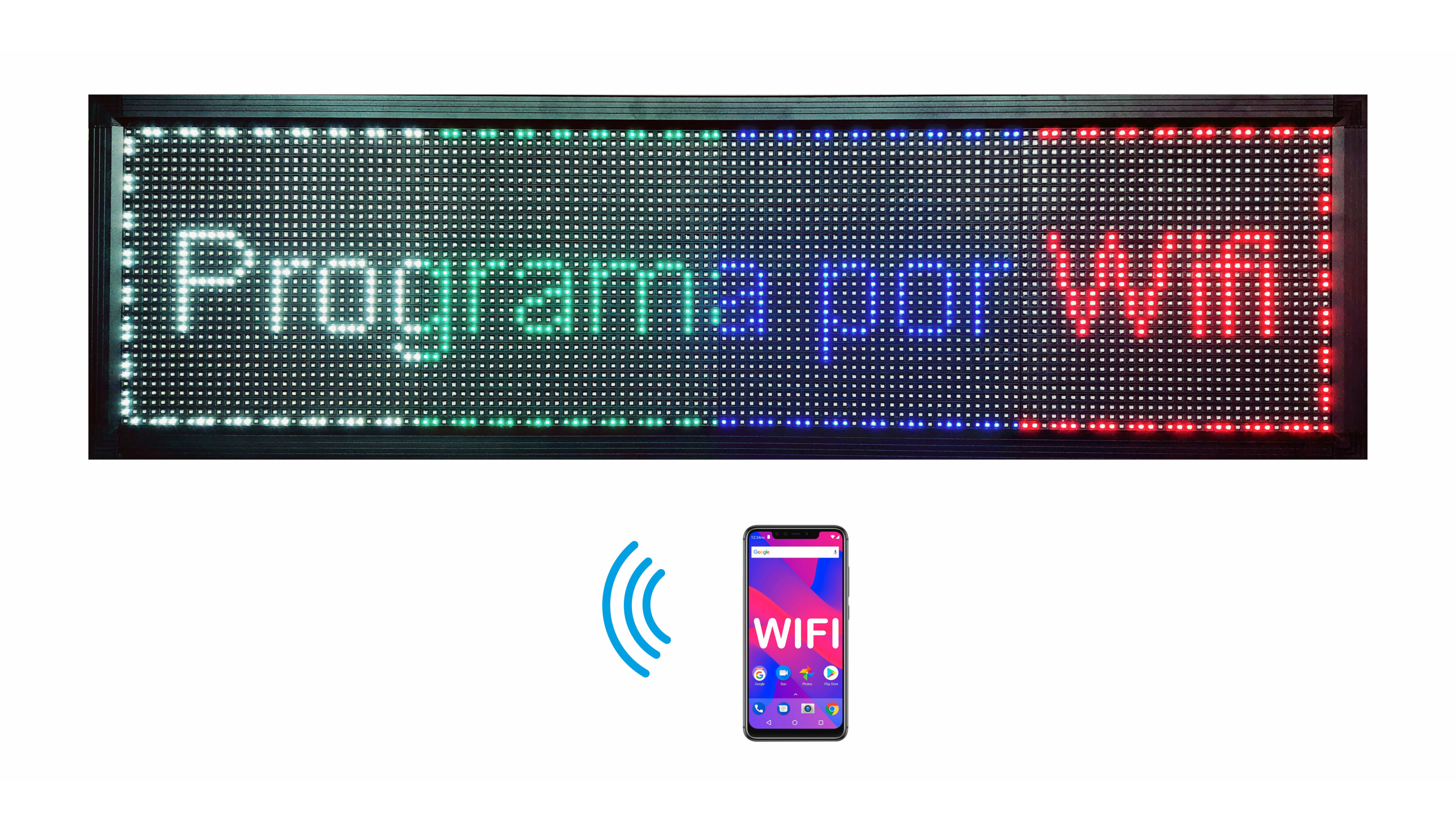 Letrero Led Programable Multicolor Por Wifi 135x40cm Para Publicidad, Facil de usar.