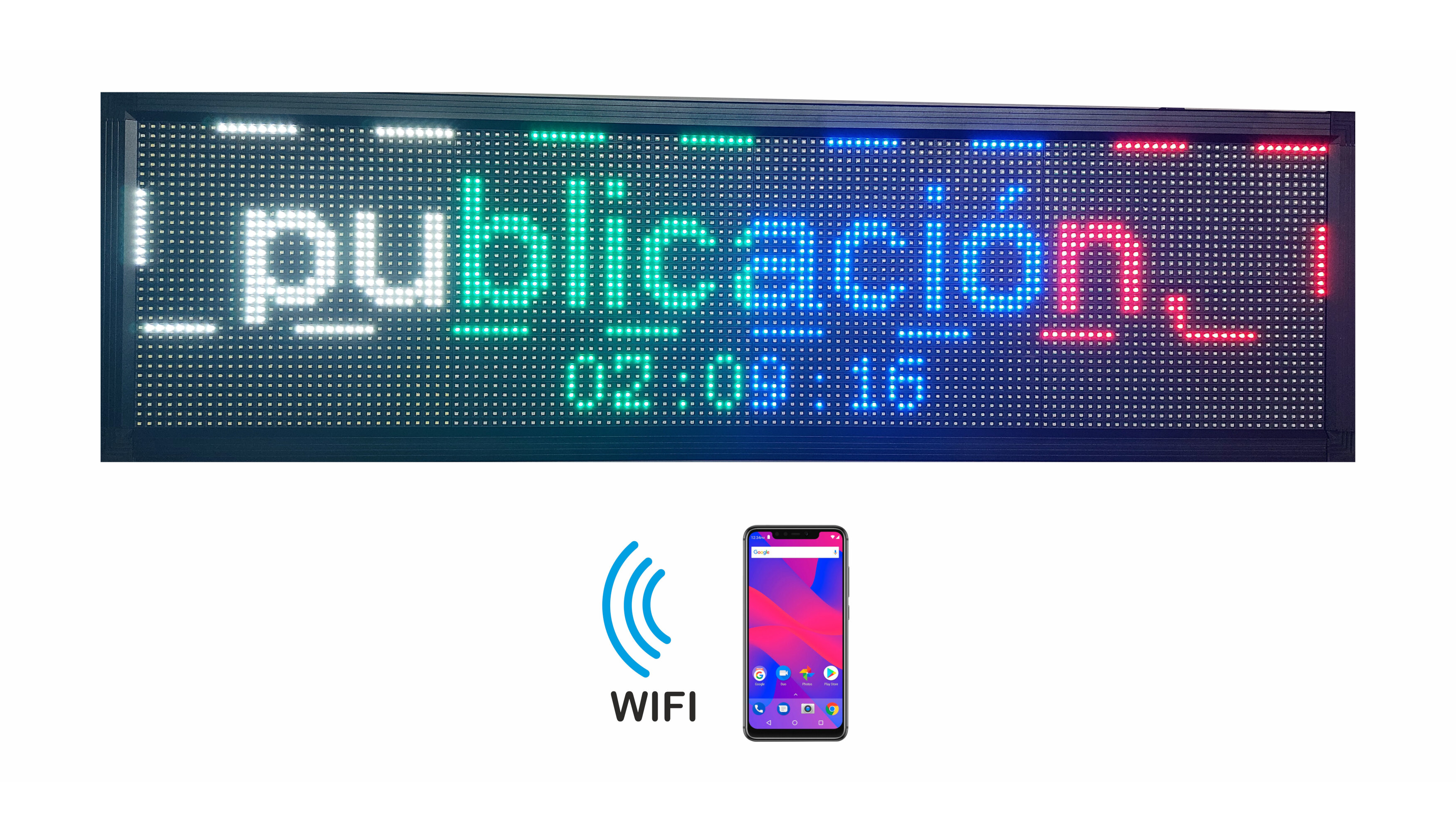 Letrero Led Programable Multicolor Por Wifi 135x40cm Para Publicidad, Facil de usar.