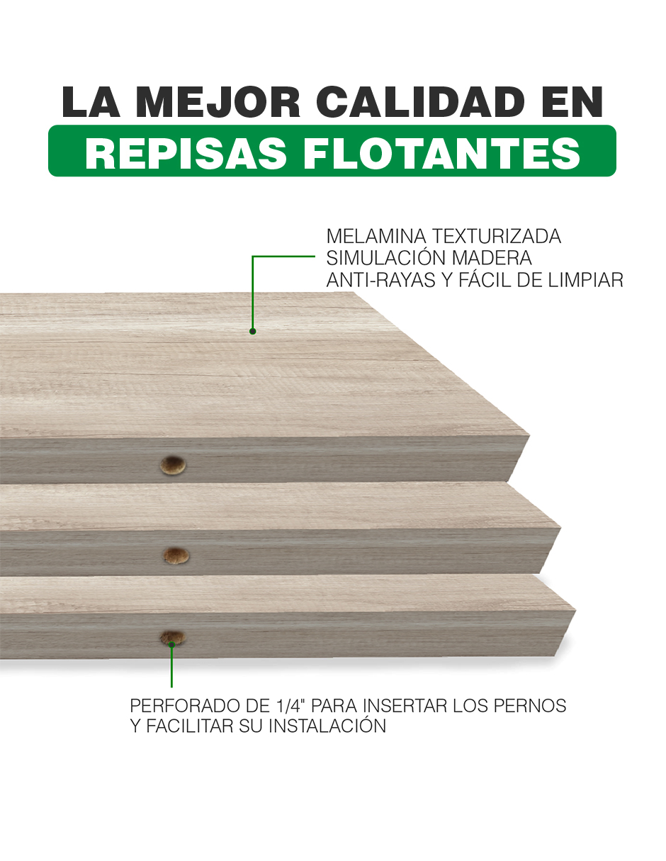 Set de 3 Repisas Flotantes 50 x 15 cm Toscana