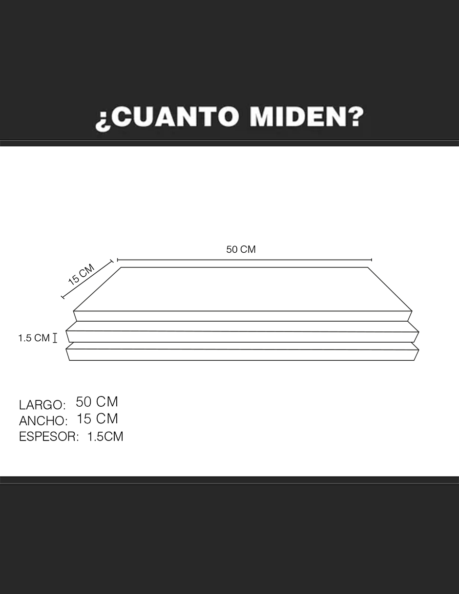 Set de 3 Repisas Flotantes 50 x 15 cm Toscana