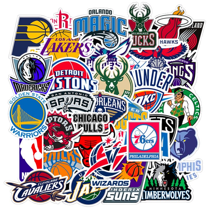 PEGATINAS STICKERS NBA BASQUETBOL 52 PIEZAS