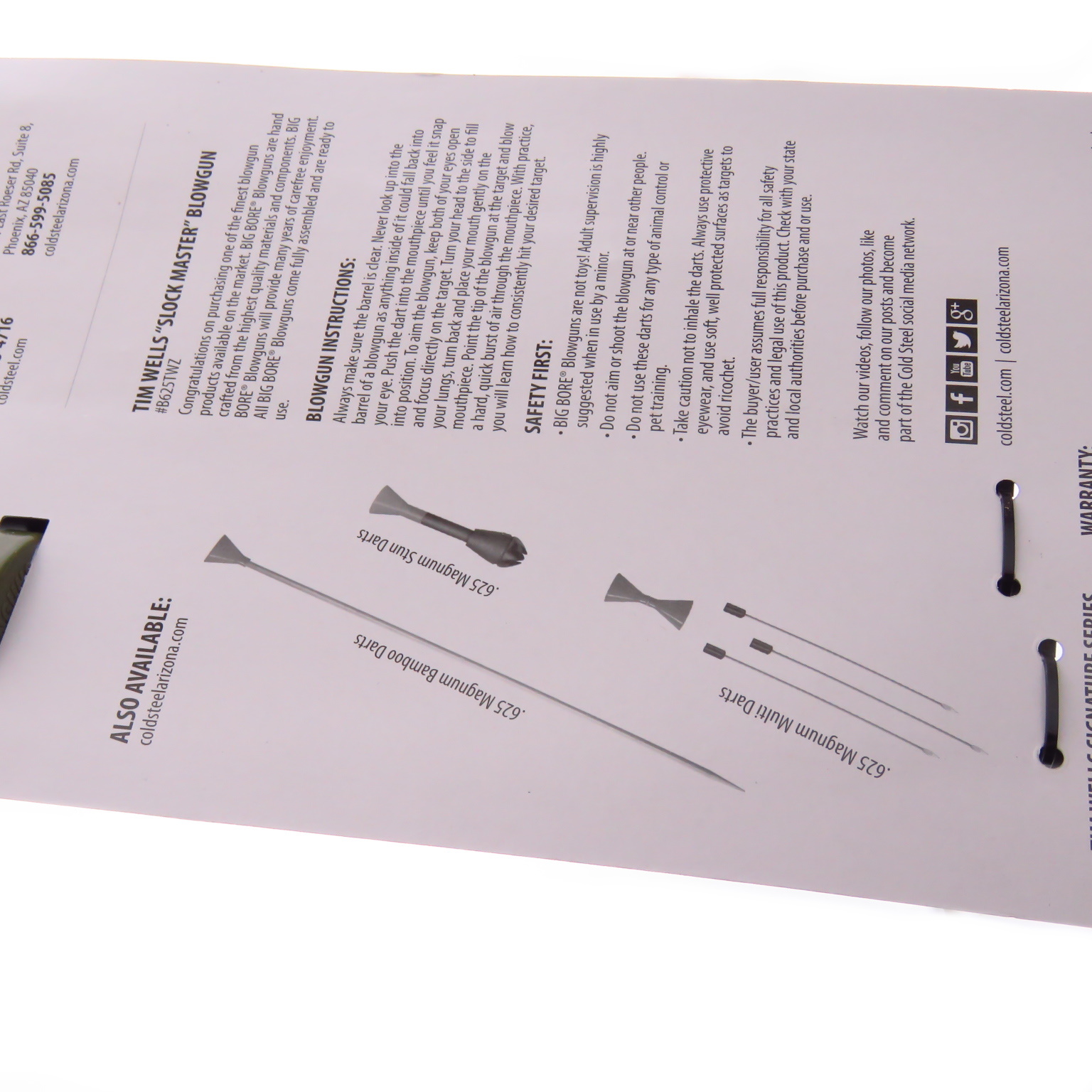 Csb625twz Cold Steel Cerbatana Big Bore Tim Wells C/ Dardos.