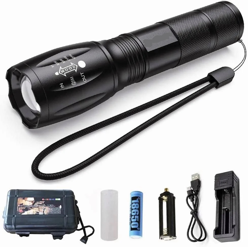 Lampara Táctica 2000 Lumens Cree Led T6 Recargable