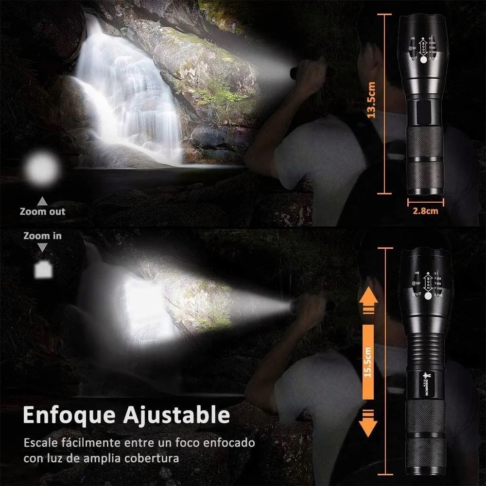 Lampara Táctica 2000 Lumens Cree Led T6 Recargable