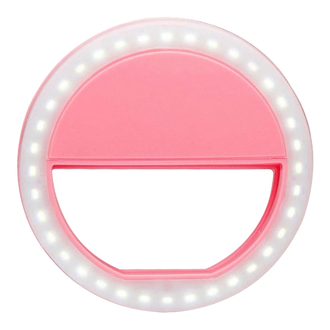Aro De Luz Portatil Para Celular Selfies Color Rosa 3 Modos