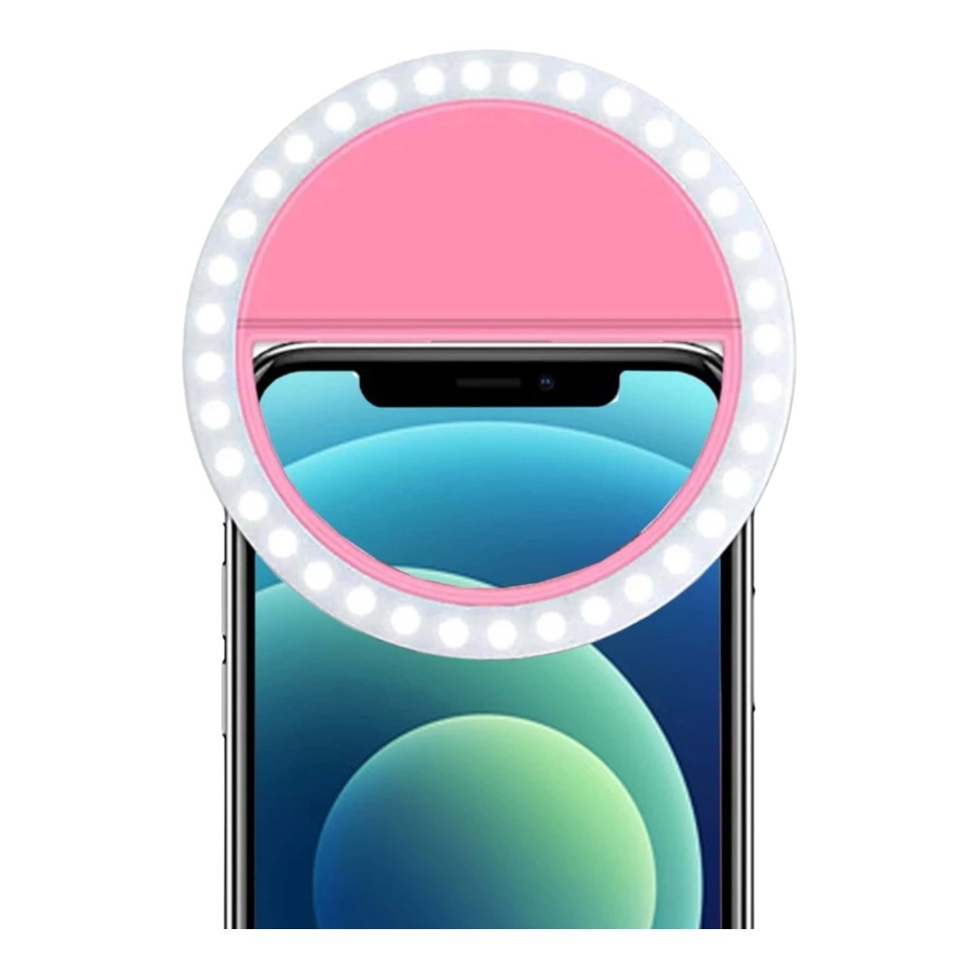 Aro De Luz Portatil Para Celular Selfies Color Rosa 3 Modos