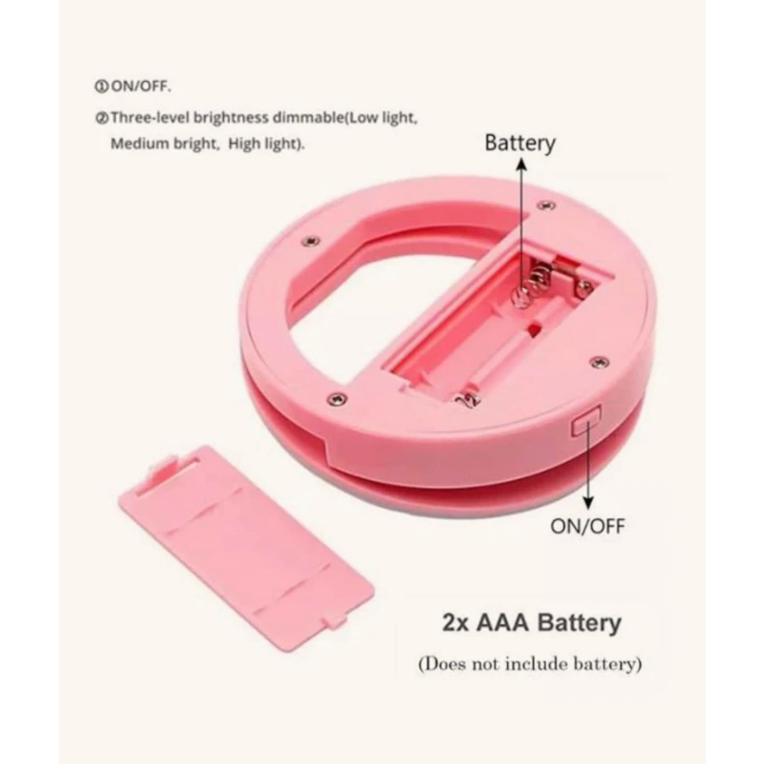 Aro De Luz Portatil Para Celular Selfies Color Rosa 3 Modos