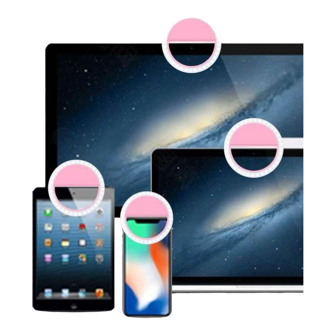 Aro De Luz Portatil Para Celular Selfies Color Rosa 3 Modos