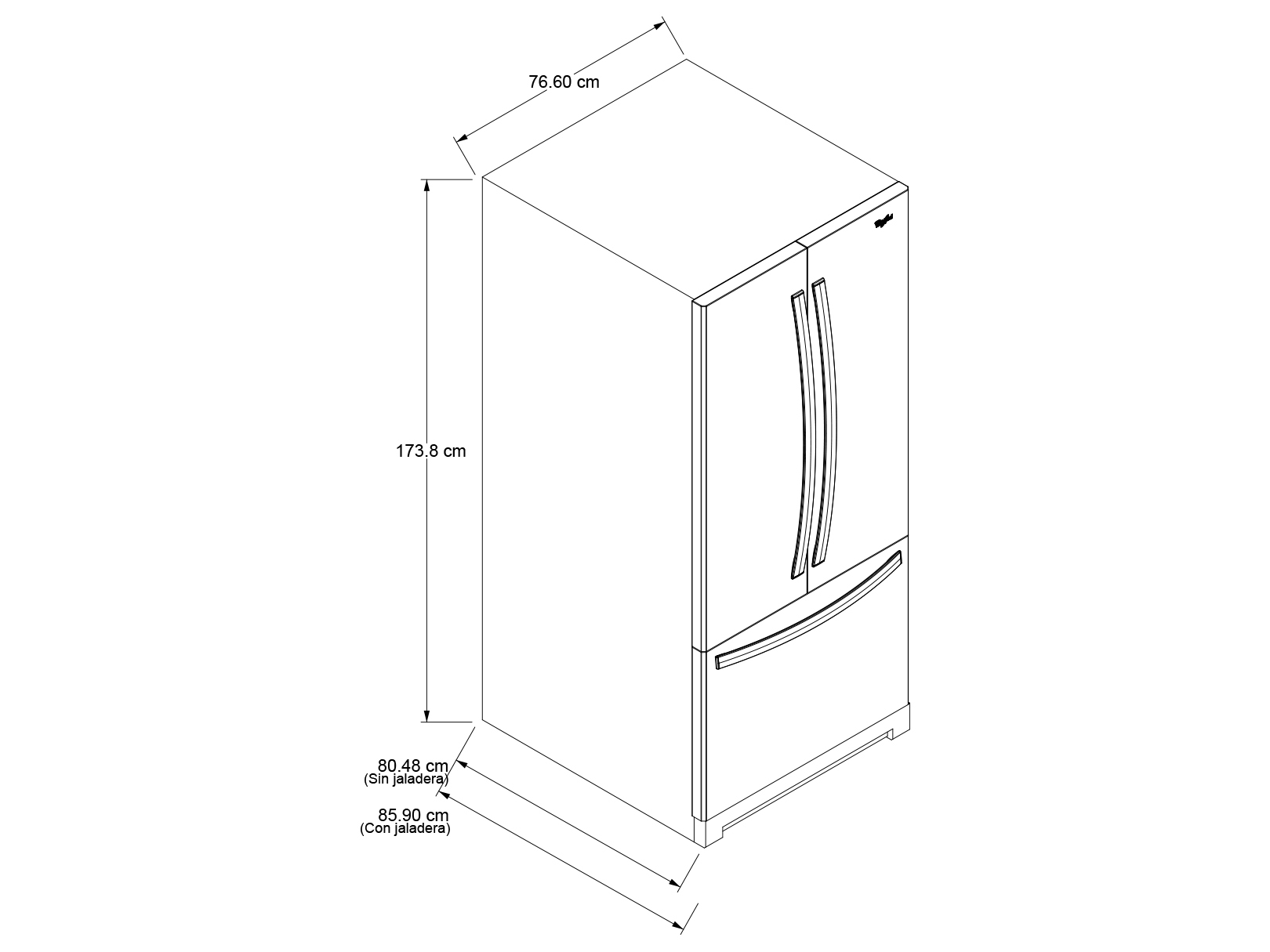 Refrigerador French Door Whirlpool 19.56 p³ MWRF140SWHV