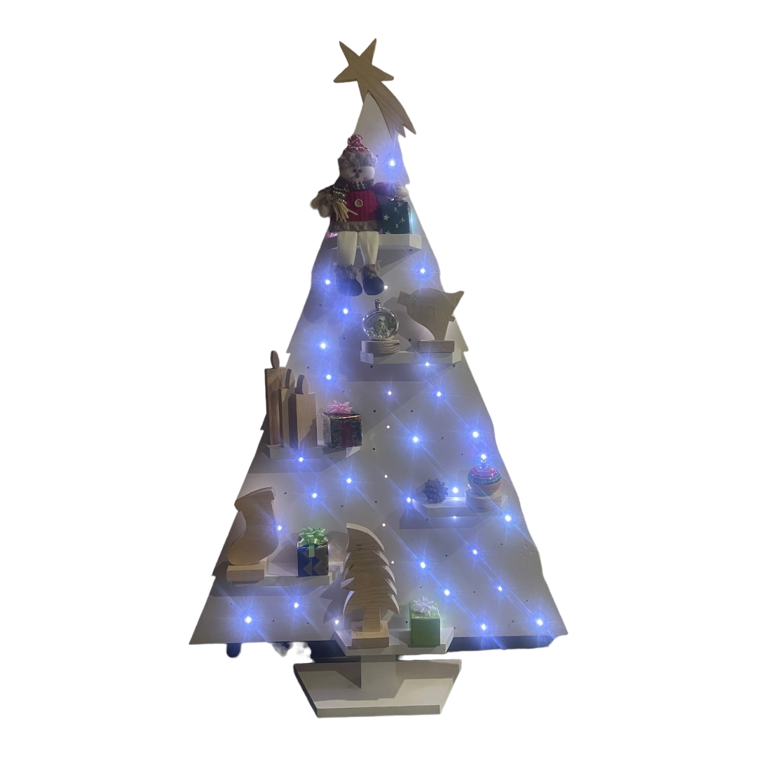 Arbol De Navidad De Madera Con Luces Y Accesorios 1.22 Mts