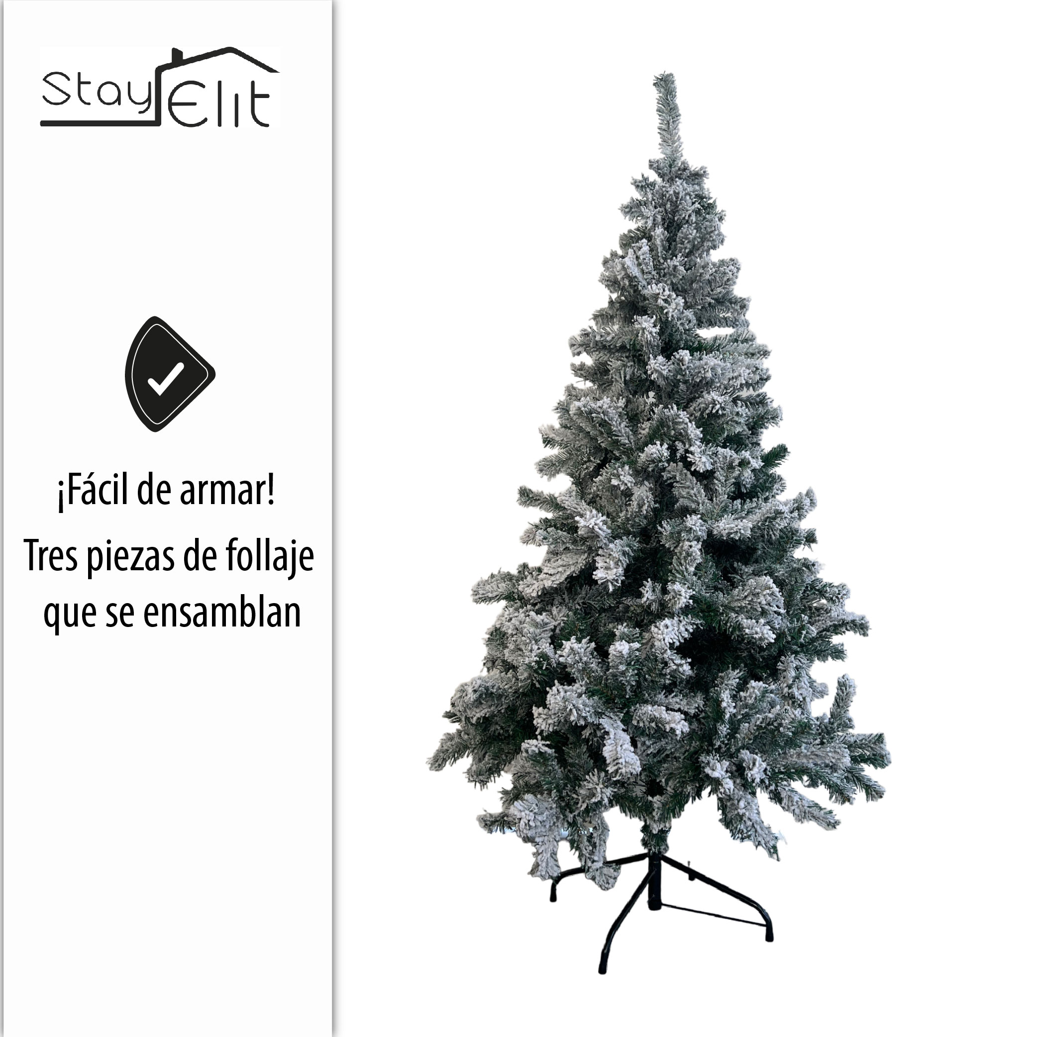 Árbol Pino de Navidad Artificial,Pino Navideño Estilo Nevado, Abeto, Incluye Soporte, 1.90 m Frondoso Excelente calidad