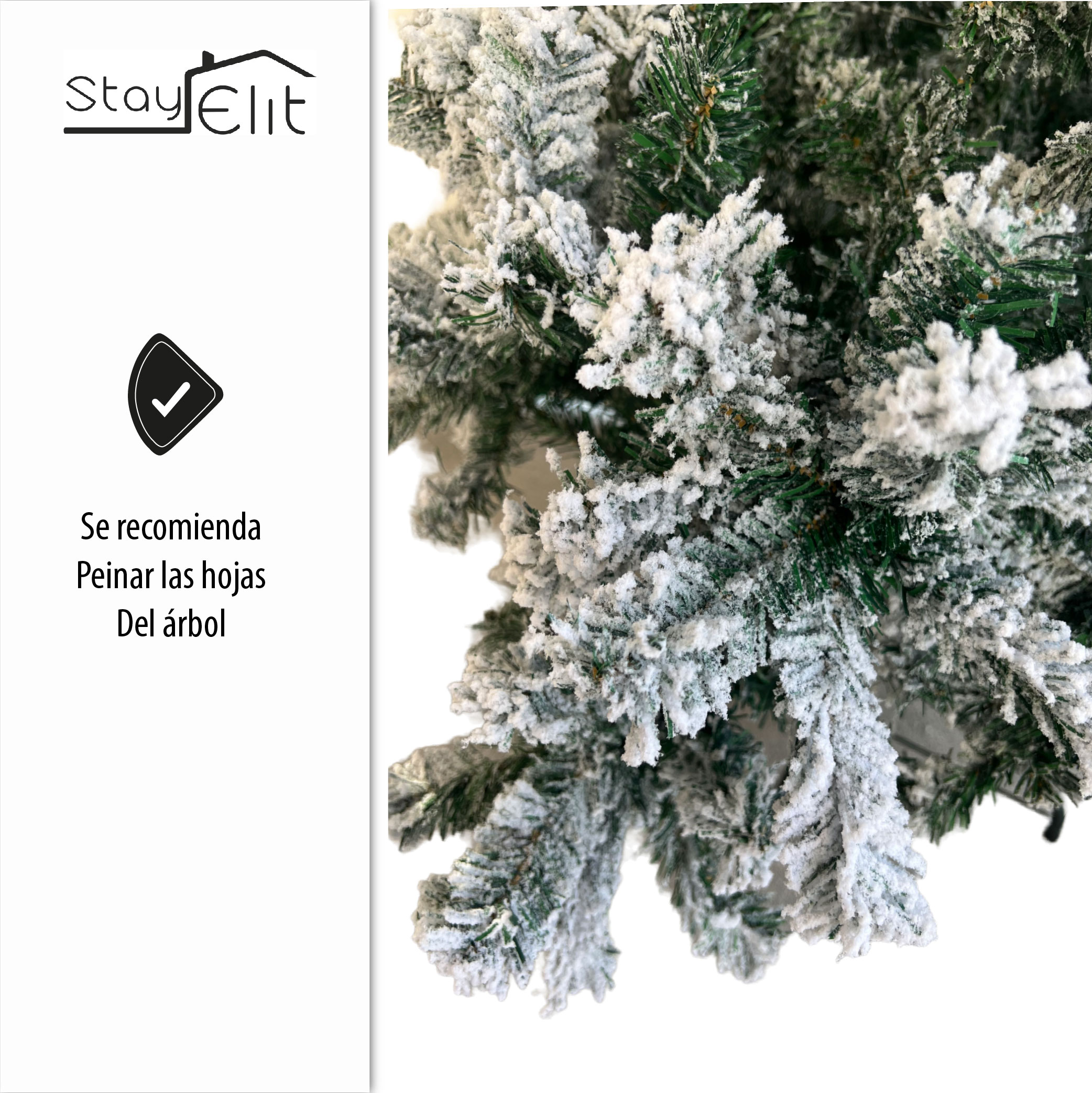 Árbol Pino de Navidad Artificial,Pino Navideño Estilo Nevado, Abeto, Incluye Soporte, 1.90 m Frondoso Excelente calidad