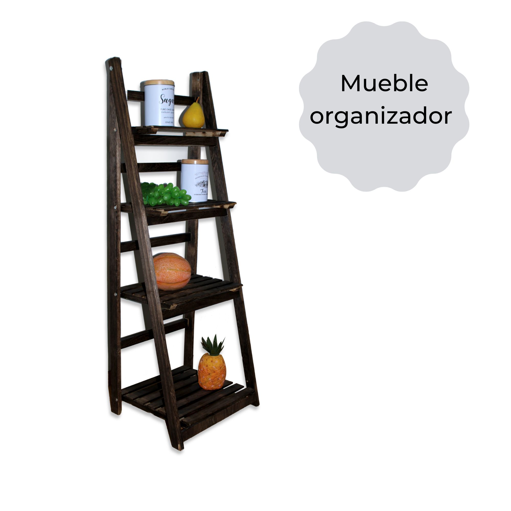 Mueble organizador escalera con 4 entrepaños 