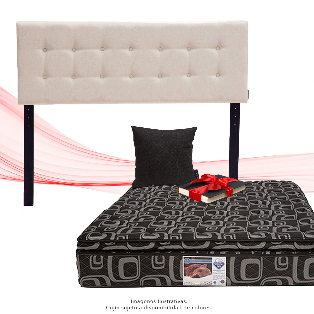 Colchón Matrimonial Spring Air Morgan con Cabecera Dicasa Bilbao Beige Claro