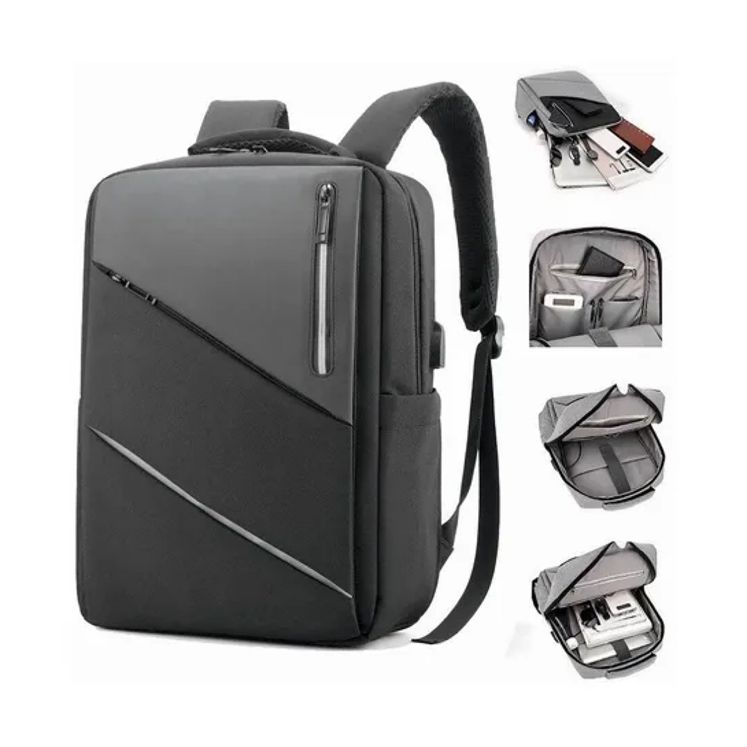 Mochila negra para mujeres y hombres, mochila escolar casual para  adolescentes, niños y niñas, mochila para laptop de 15.6 pulgadas con  cargador USB