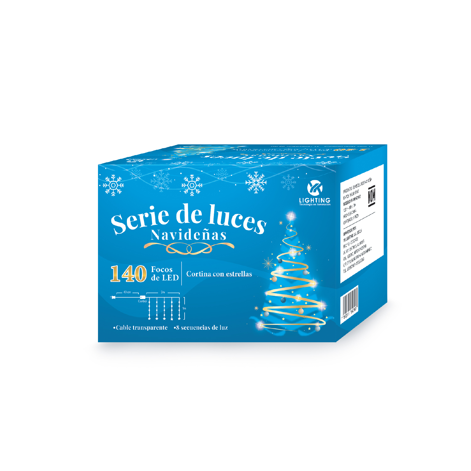 Serie Cortina Estrella 140 Leds 8w Navidad 2m Largo 1 M Alto
