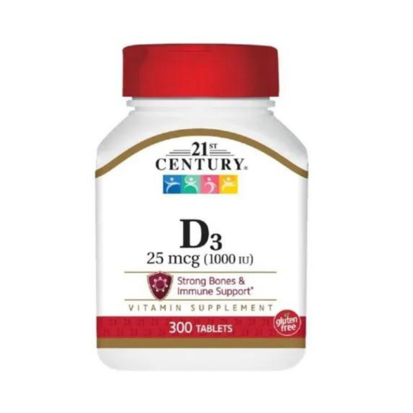 21ST Century D3 25MCG 1000IU 300 Tablets ,vitaminas ,suplemento,salud