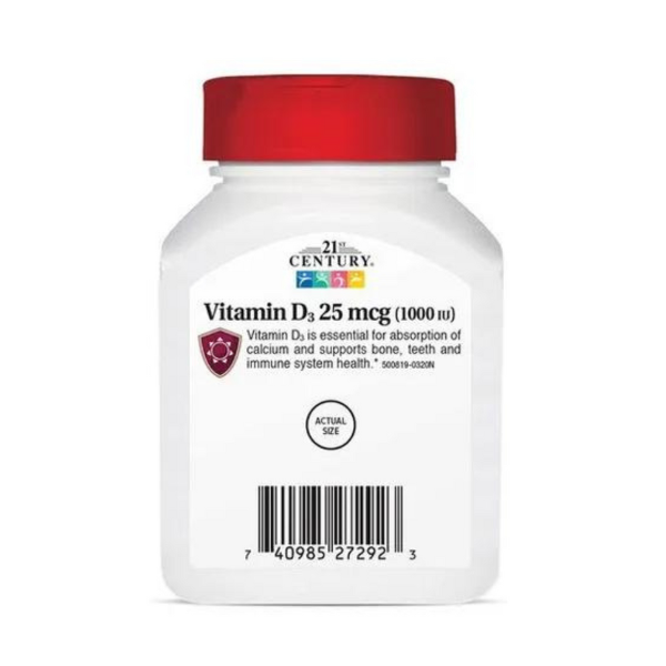 21ST Century D3 25MCG 1000IU 300 Tablets ,vitaminas ,suplemento,salud
