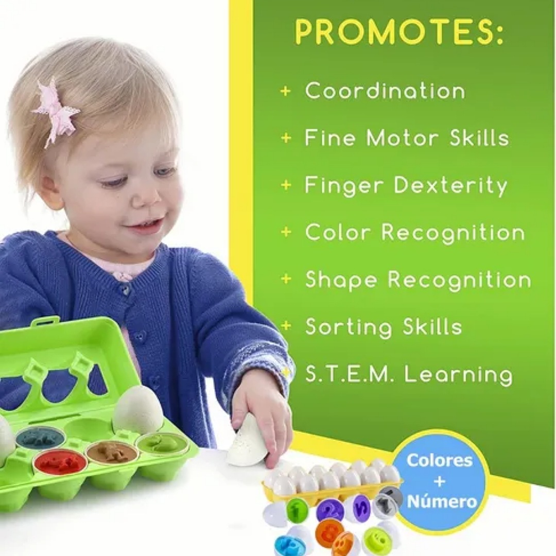 Juego Didáctico Niños, Huevos De Juguete Educativos Aprender