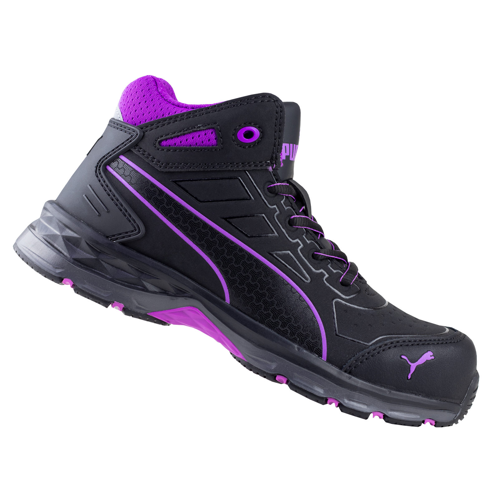 Botas Industriales Dieléctricas Para Mujer Puma Con Casquillo 63.389.4 Negro Morado