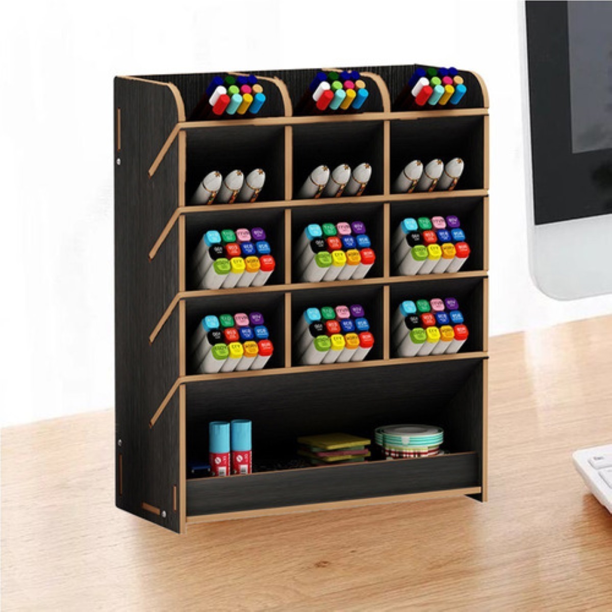 Organizador De Escritorio Madera Negro