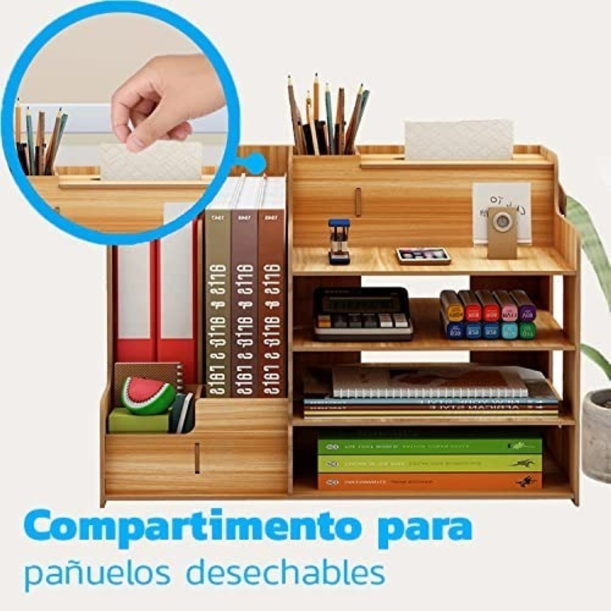 Organizador De Escritorio Para Oficina Madera Oscura