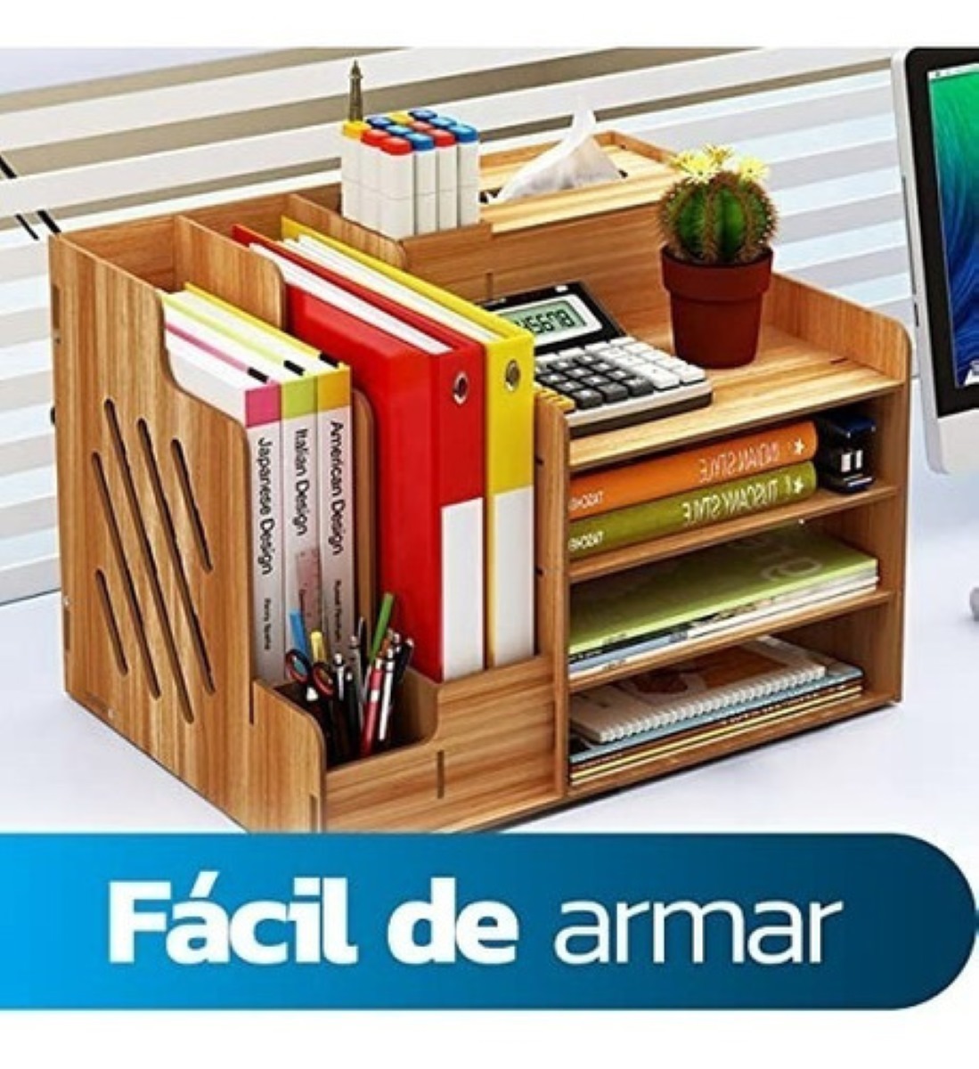 Organizador De Escritorio Para Oficina Madera Oscura