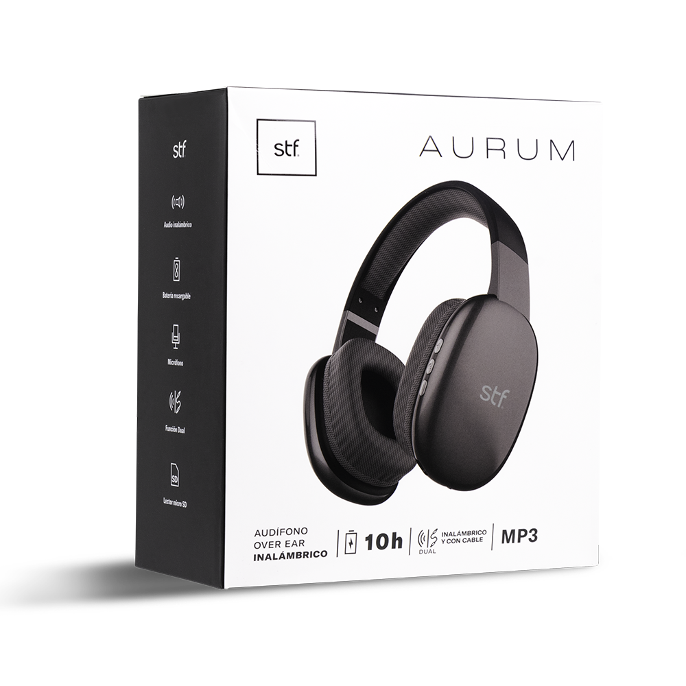 Audífonos inalámbricos Over Ear STF Aurum Color Negro