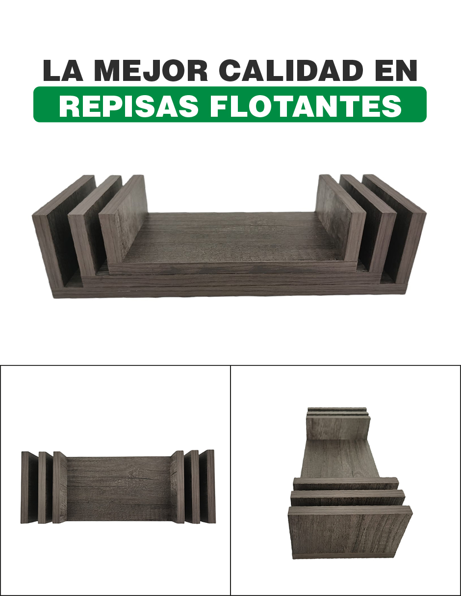 Set de 3 Repisas Flotantes estilo U 30 x 15 cm Lombardia