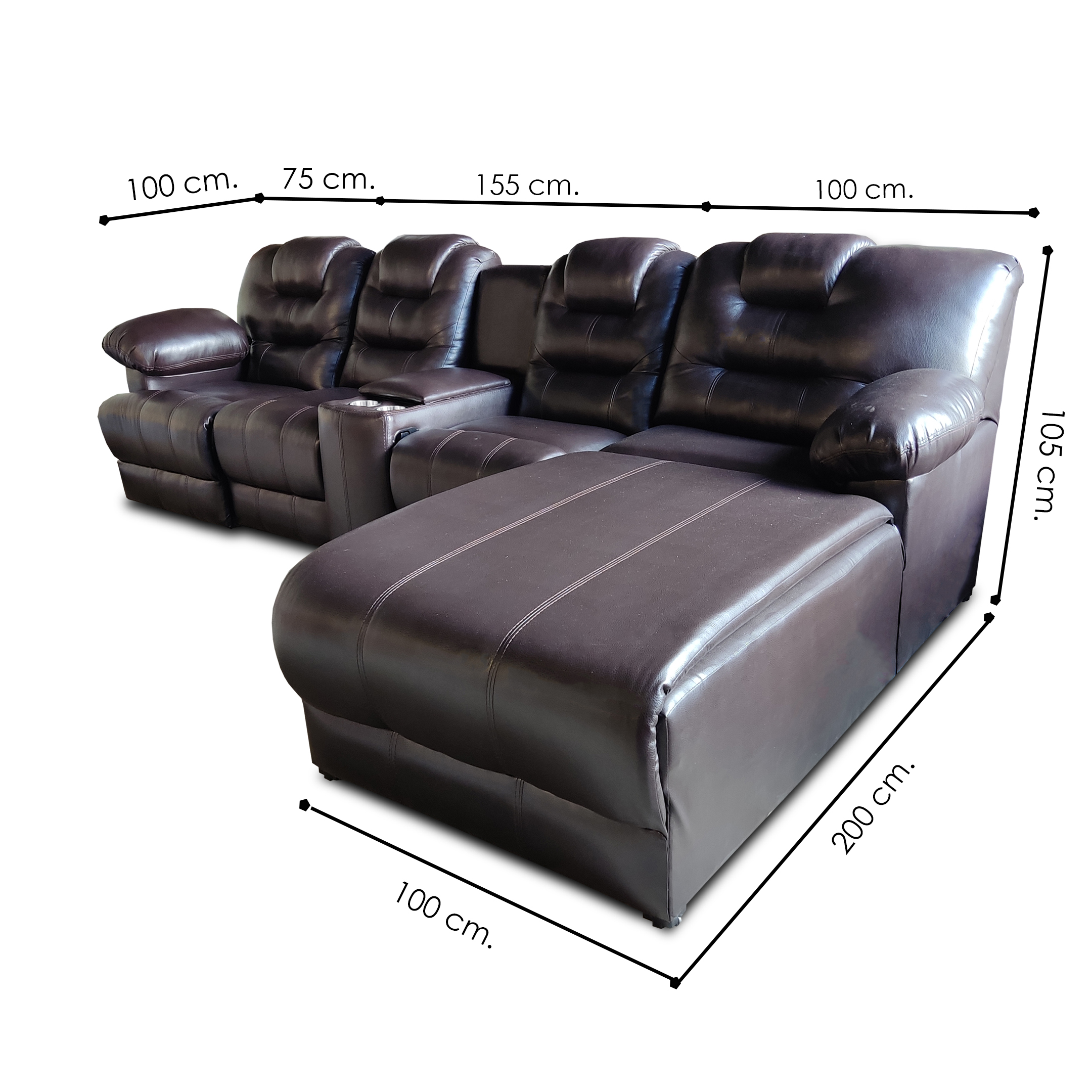 Sala Hercules c/3 reclinables y chaise der. extra grande MADERIAN // ENTREGA EN CDMX Y ZONA METROPOLITANA