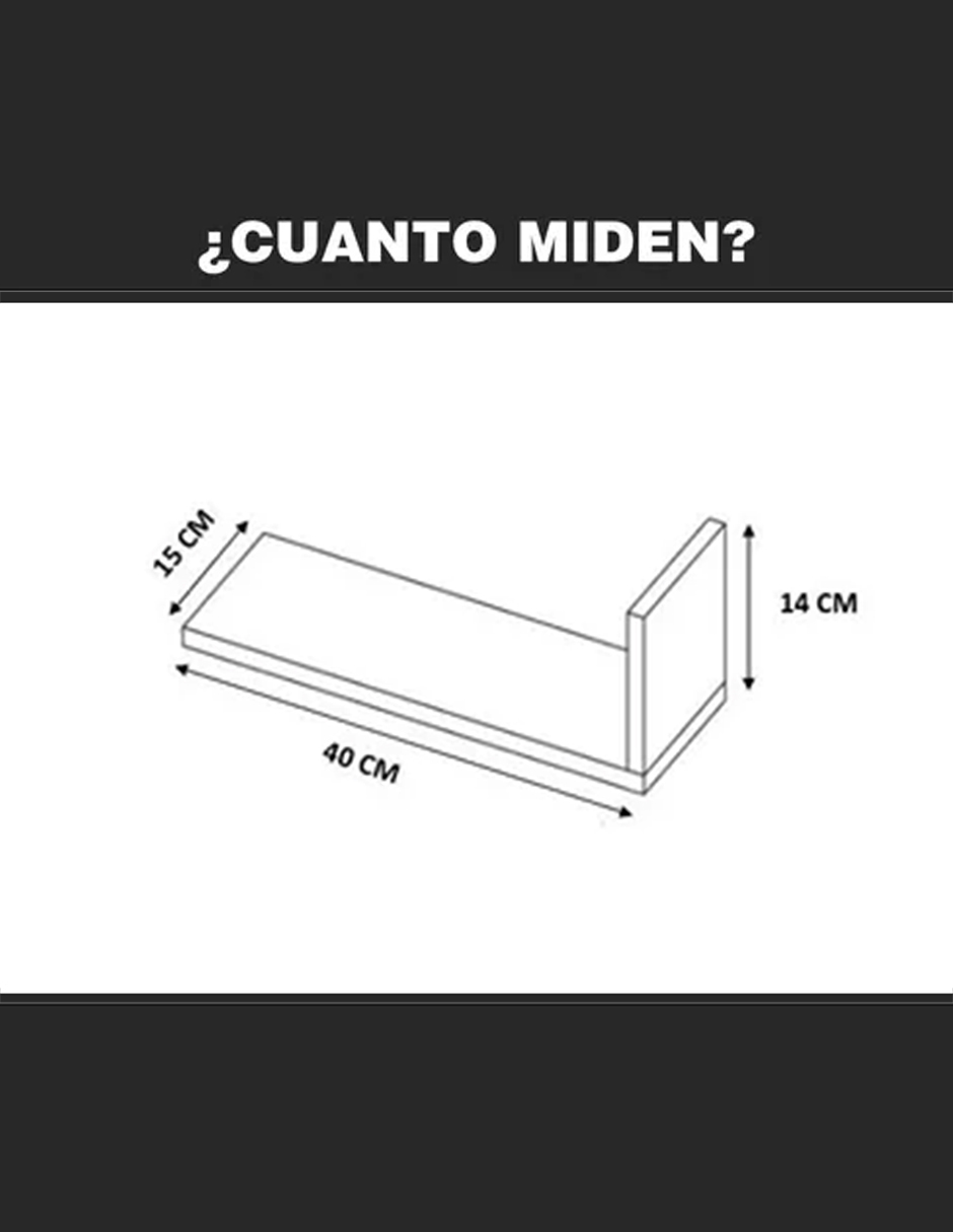 Set de 4 Repisas Flotantes estilo Librero 45 x 15 cm Lombardia