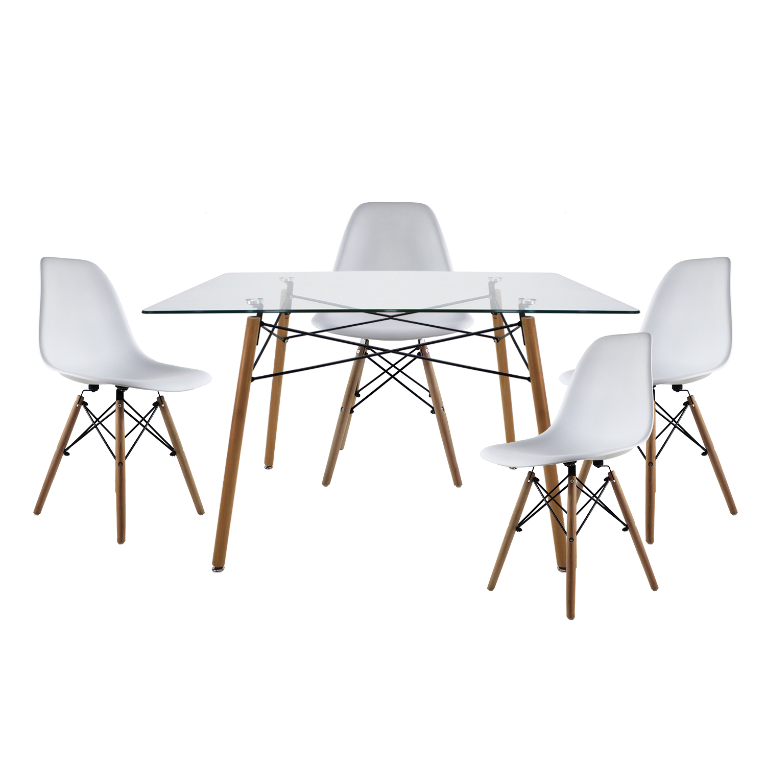 Set de Comedor 4 Sillas Oslo Blancas y Mesa Rectangular 120 cm Mundo In.