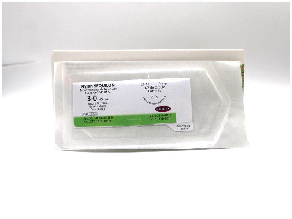 Sutura de Nylon Calibre 3-0  Sequilon 