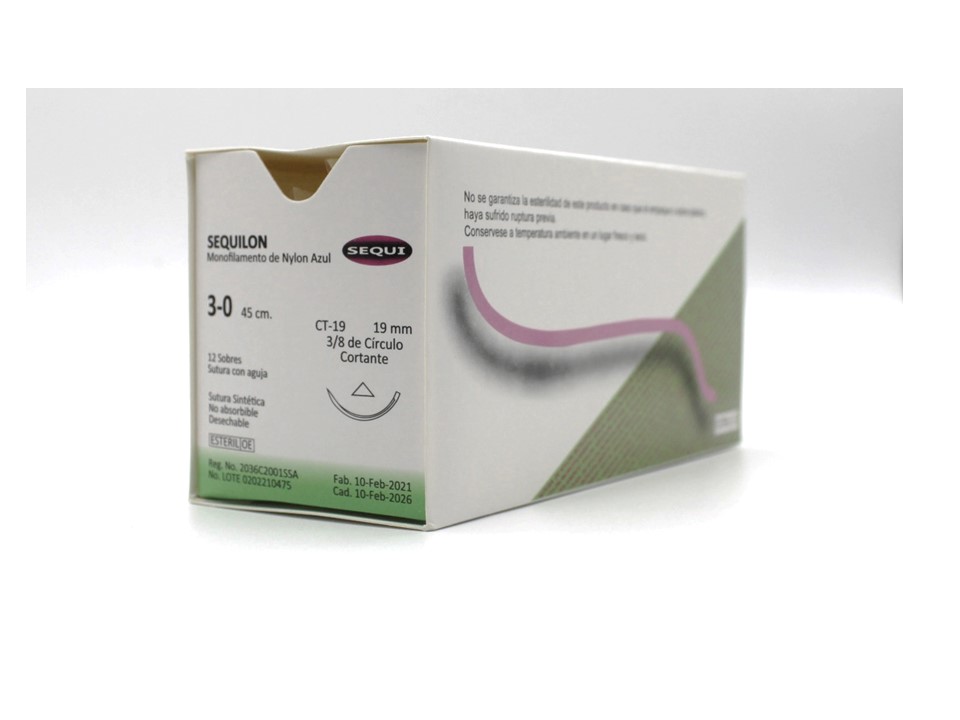 Sutura de Nylon Calibre 3-0  Sequilon 