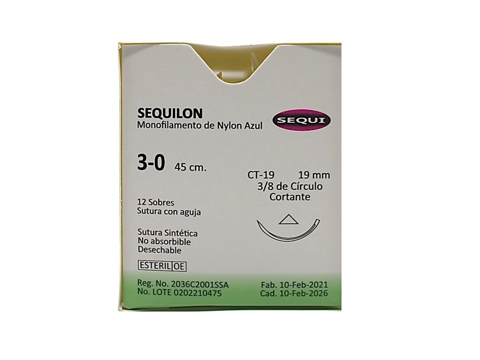 Sutura de Nylon Calibre 3-0  Sequilon 