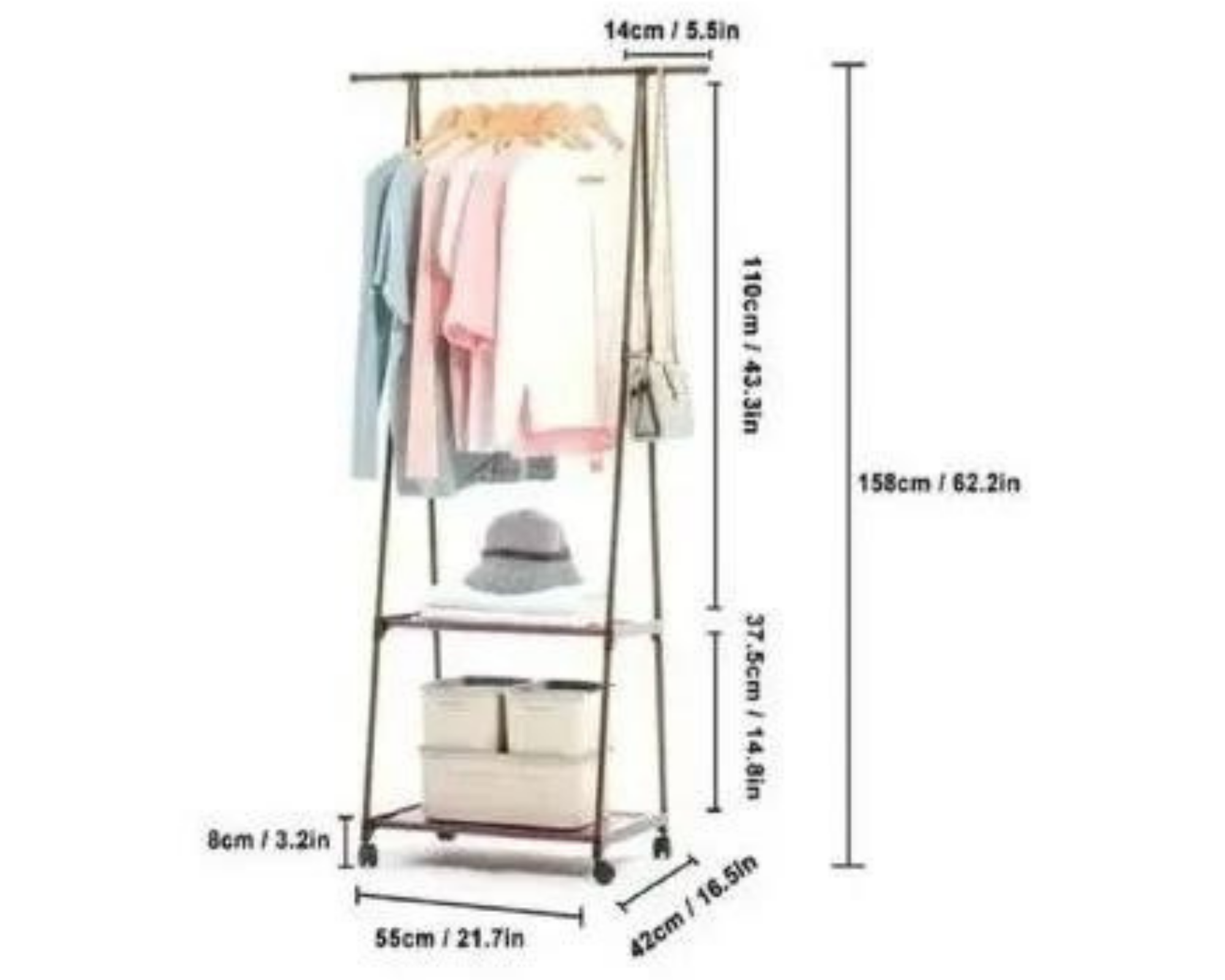 Rack Triangular Ropa Organizador Piramide Rueditas