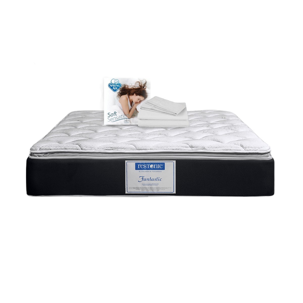 Colchon Fantastic Restonic - King Size + Juego de Sabanas Soft Sensation S.A.