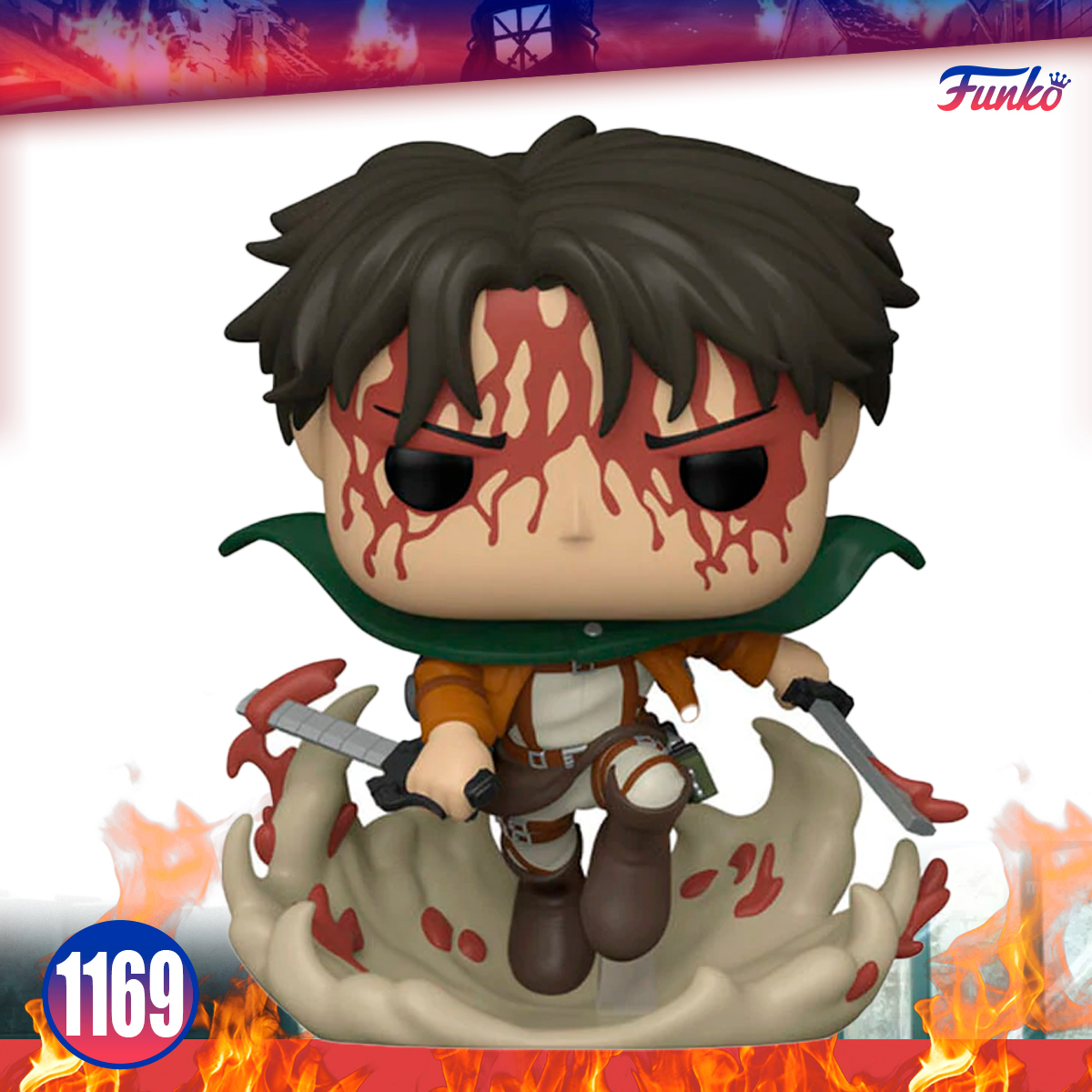 Funko Pop Battle Levi Exclusivo AE #1169 Attack On Titan Anime con Protector de Acrilico