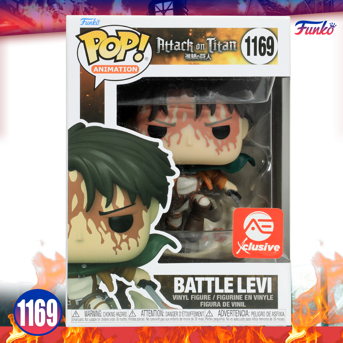Funko Pop Battle Levi Exclusivo AE #1169 Attack On Titan Anime con Protector de Acrilico