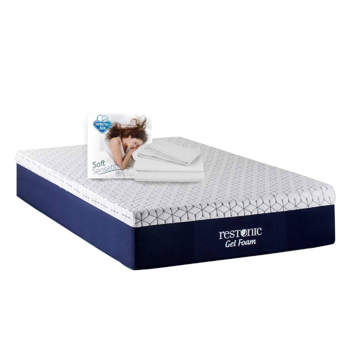 Colchon Gel Foam Individual Restonic + juego de Sabanas Soft Sensation individual.