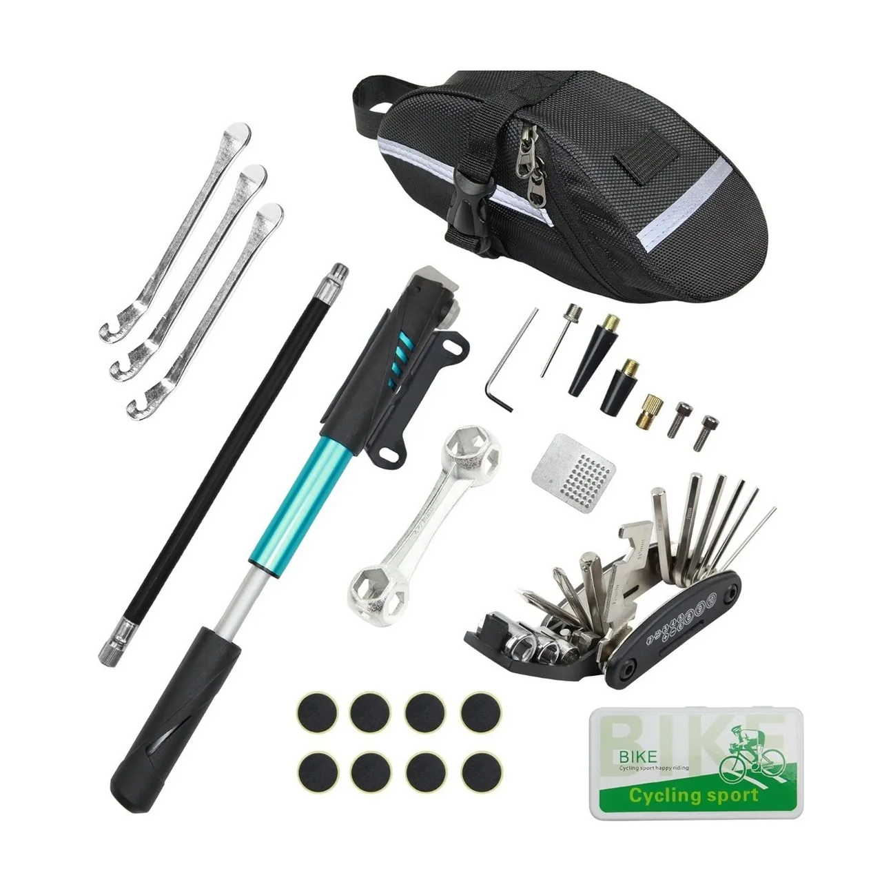 Kit Herramientas Bicicleta 16 En 1 Bomba De Bicicleta 120psi