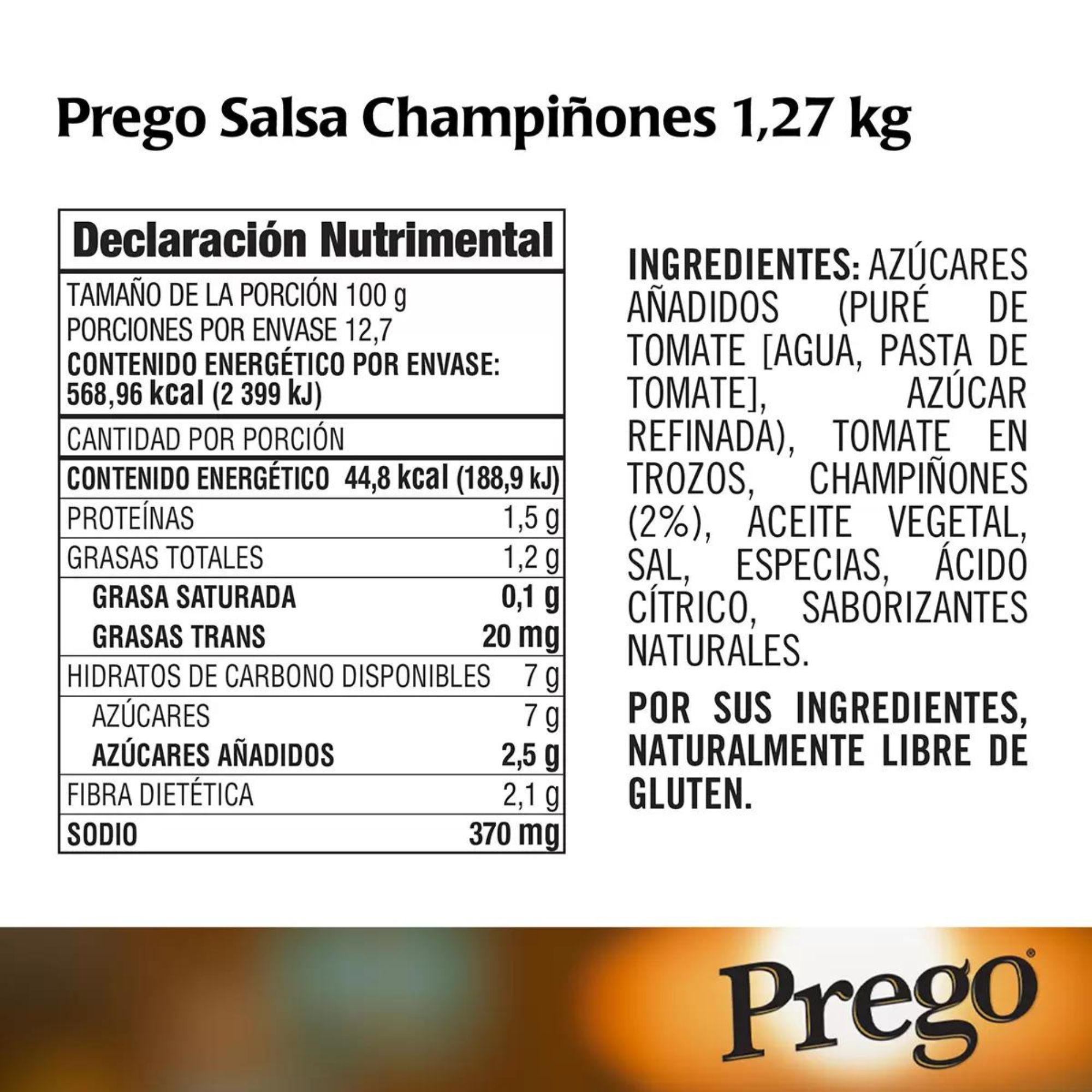 Prego Salsa De Tomate Para Pasta - Champiñones 1.27kg