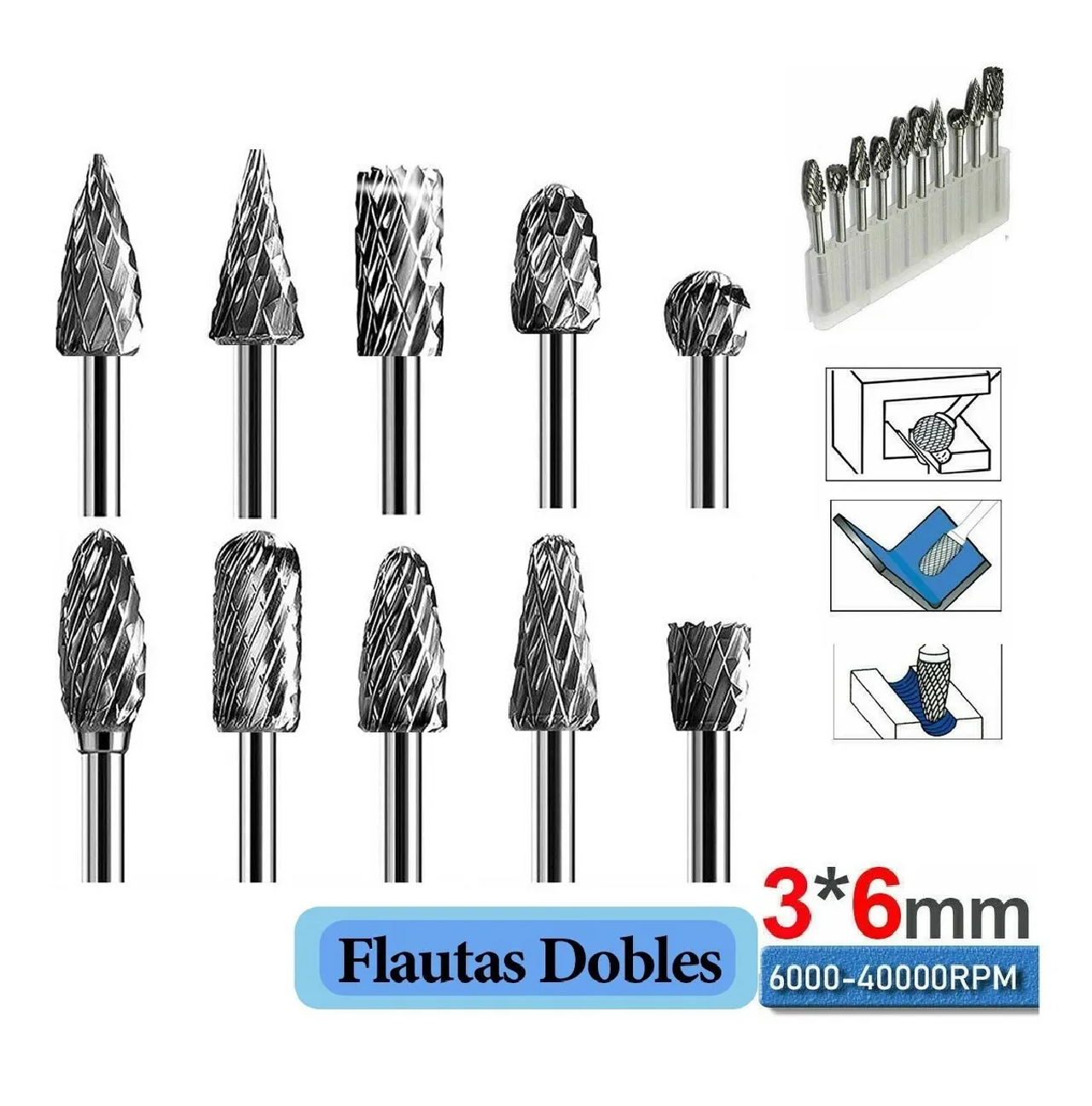 Kit Fresas Brocas Para Madera Metal Dremel Mototool 10 Uds